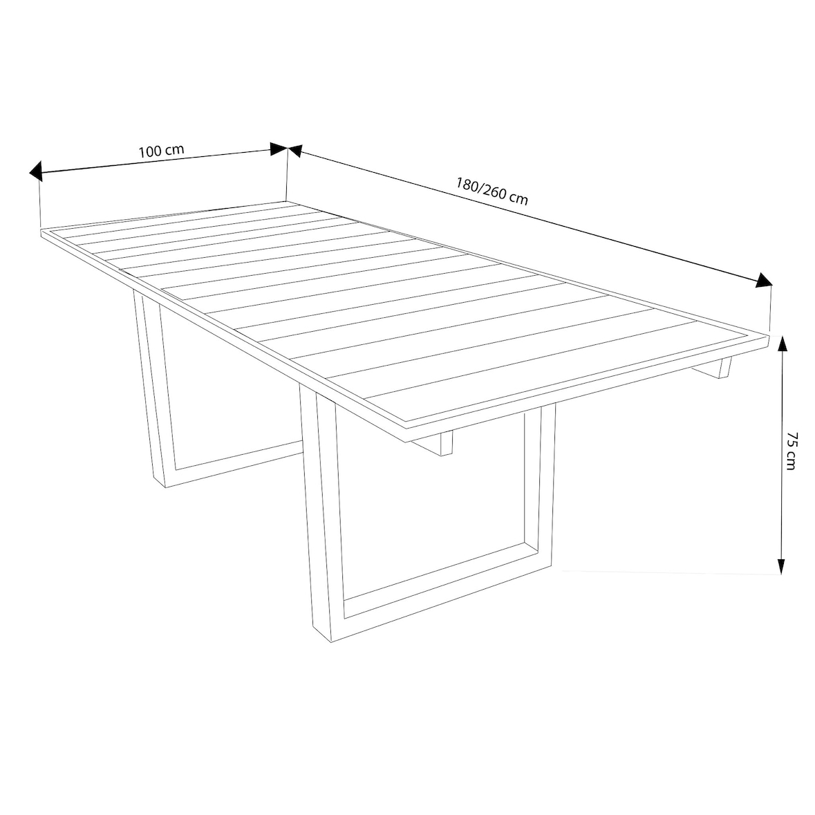 BS COM Tavolo in Teak Allungabile 180/260x100 180x100x75 cm Marrone
