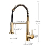 thumbnail of Gasfrit – Robinet professionnel gastronomique en acier inoxydable brossé doré avec ressort, rotation 360° et double sortie haute pression
