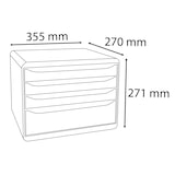 thumbnail of EXACOMPTA Cassettiera Big-Box Plus Horizon 315798D, 4 cassetti, box PS monoblocco in orizzontale, (PxlxAlt) 27x35,5x27,1 cm, gamma Iderama nero/arl.