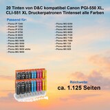thumbnail of 20 Tinten von D&C kompatibel Canon PGI-550 XL, CLI-551 XL Druckerpatronen Tintenset alle Farben