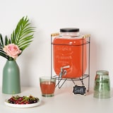 thumbnail of Relaxdays Getränkespender mit Ständer, Limobehälter 5L, Edelstahl Zapfhahn & Deckel, Wasserspender, Glas, transparent