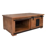 thumbnail of Couchtisch mit Schiebetür und 3 Fächern Akazie massiv 110 x 45 x 70 cm nussbaum LIBRO