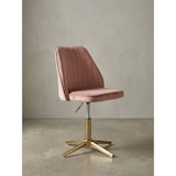 thumbnail of Schreibtischstuhl Rosa Samt Design Drehstuhl mit Lehne, Schalenstuhl 120 kg Höhenverstellbar, Arbeitsstuhl ohne Rollen, Stuhl Schreibtisch