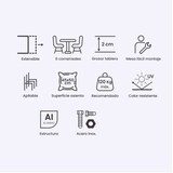 thumbnail of Conjunto de mesas e cadeiras de exterior, empilháveis, Alumínio e têxtil, Branco envelhecido, Mesa: 170x100x75 Cadeiras: 70x57x110