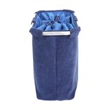 thumbnail of Wäschesammler HWC-C34, Laundry Wäschebox Wäschekorb Wäschebehälter mit Netz, 2 Fächer 56x49x30cm 82l ~ cord blau