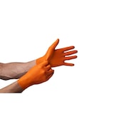 thumbnail of MERCATOR MEDICAL GoGRIP+ Nitrilhandschuhe, puderfrei, latexfrei, Diamanttextur  in orange 1x 50 Stück Größe: M