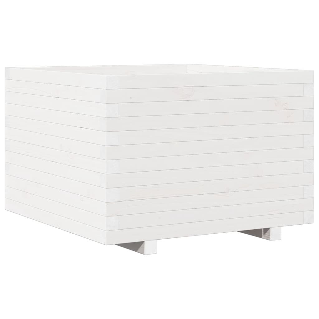 vidaXL Pflanzkübel Weiß 70x70x49,5 cm Massivholz Kiefer