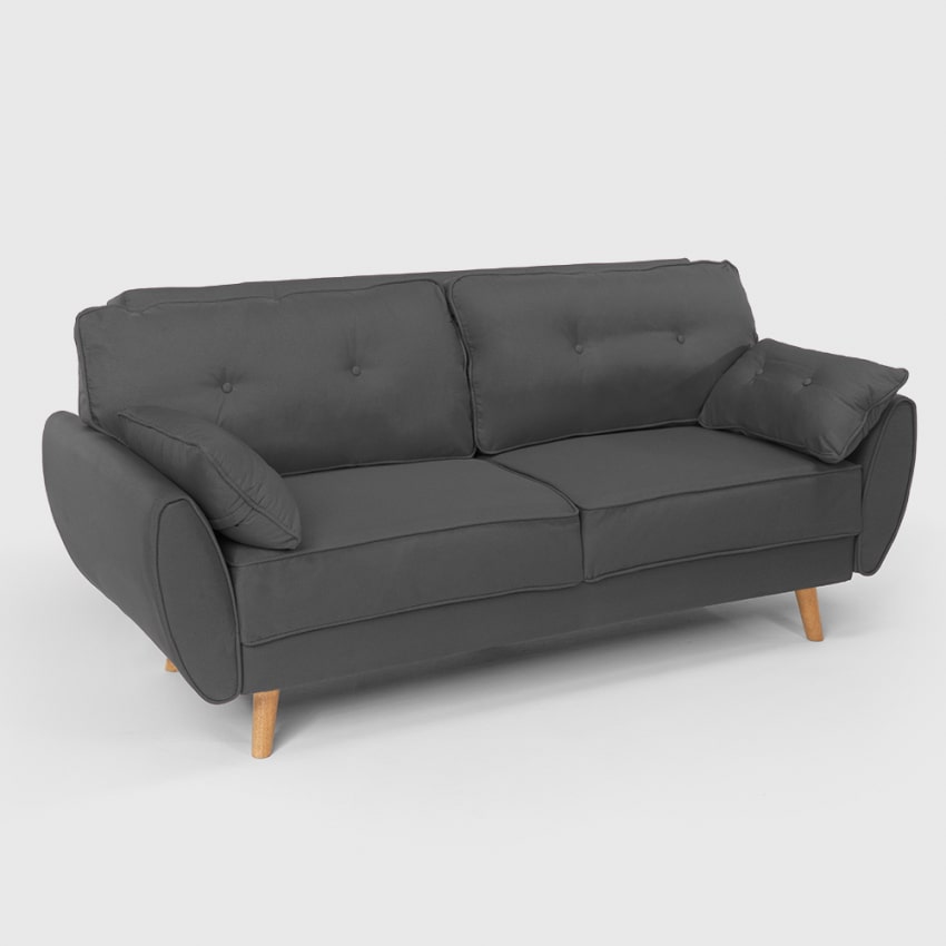 Divano letto clic clac 3 posti design nordico reclinabile in tessuto Fortaleza - Grigio Scuro-DL501910GSX