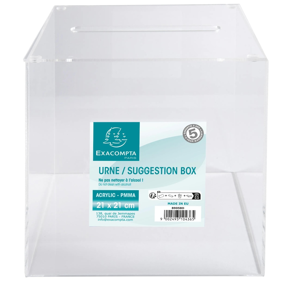 Exacompta 89058D 1x Urne 21x21x21cm - glasklar - Kristall