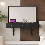thumbnail of Schminktisch 100x45x105 cm Schwarz mit Spiegel, 3 Schubladen und integrierter Steckdose für Schlafzimmer