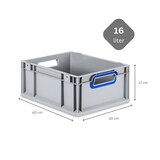 thumbnail of PROREGAL 5x Eurobox NextGen Color | HxBxT 17x30x40cm | 16 Liter | Griffe blau offen | Glatter Boden | Eurobehälter