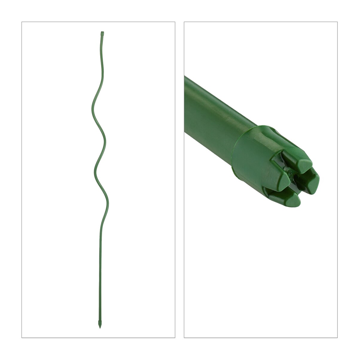 Relaxdays Spiralstab Tomaten, 20er Set, Tomatenstäbe 120 cm, Ø 10 mm, Metall, Tomatenstangen Rankhilfe, rostfrei, grün