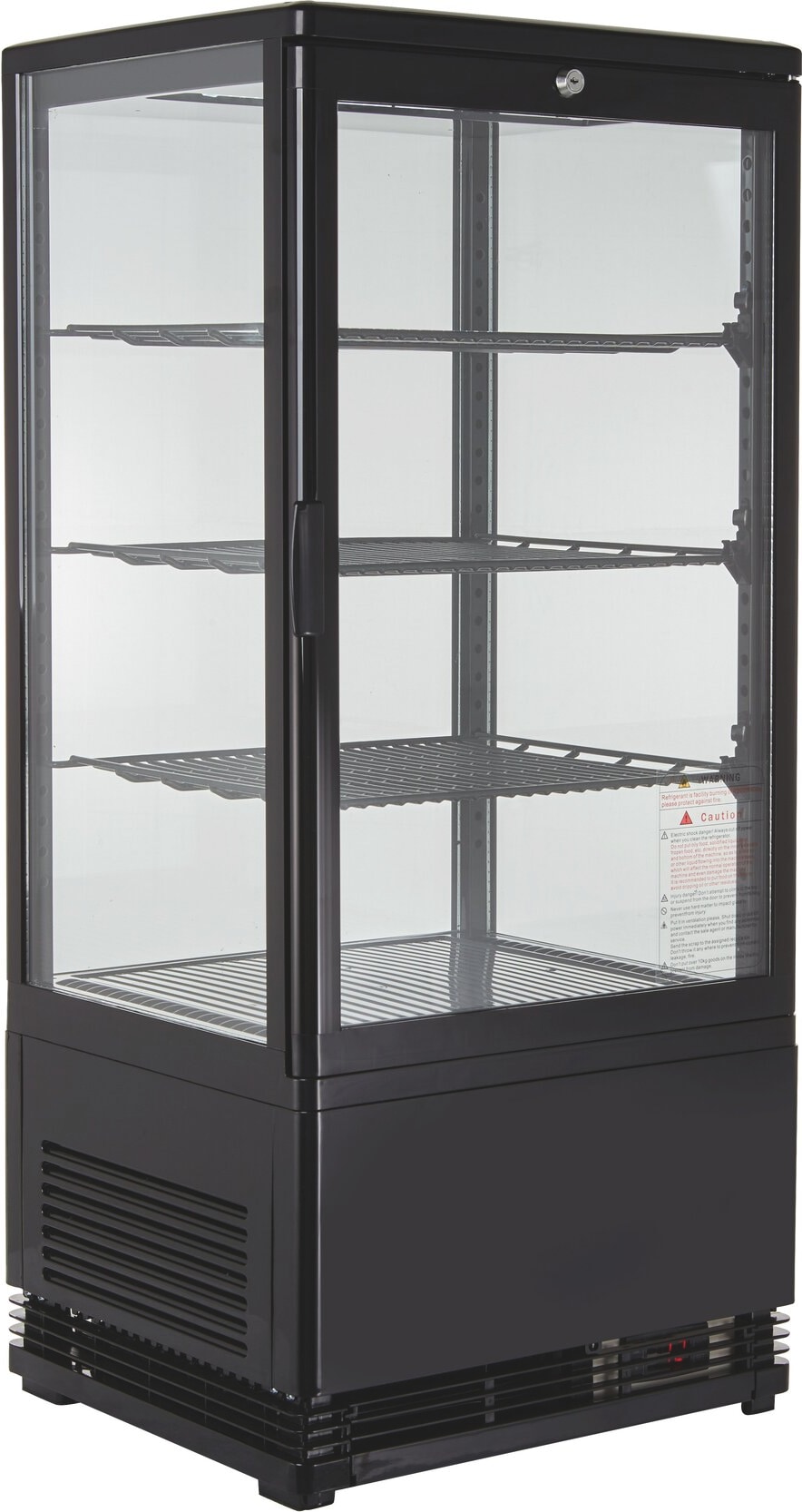 GastroHero Kühlvitrine ECO – 78 Liter, schwarz, mit LED-Beleuchtung und 3 höhenverstellbaren Rosten, energiesparend, ideal für Gastronomie & Verkauf