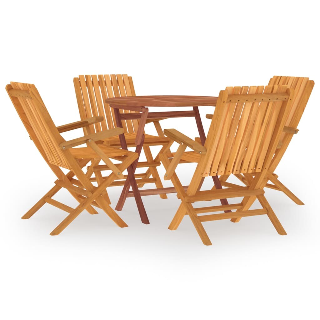 Helloshop26 - Conjunto de comedor exterior/jardín de 5 piezas de madera maciza de teca 02_0014293