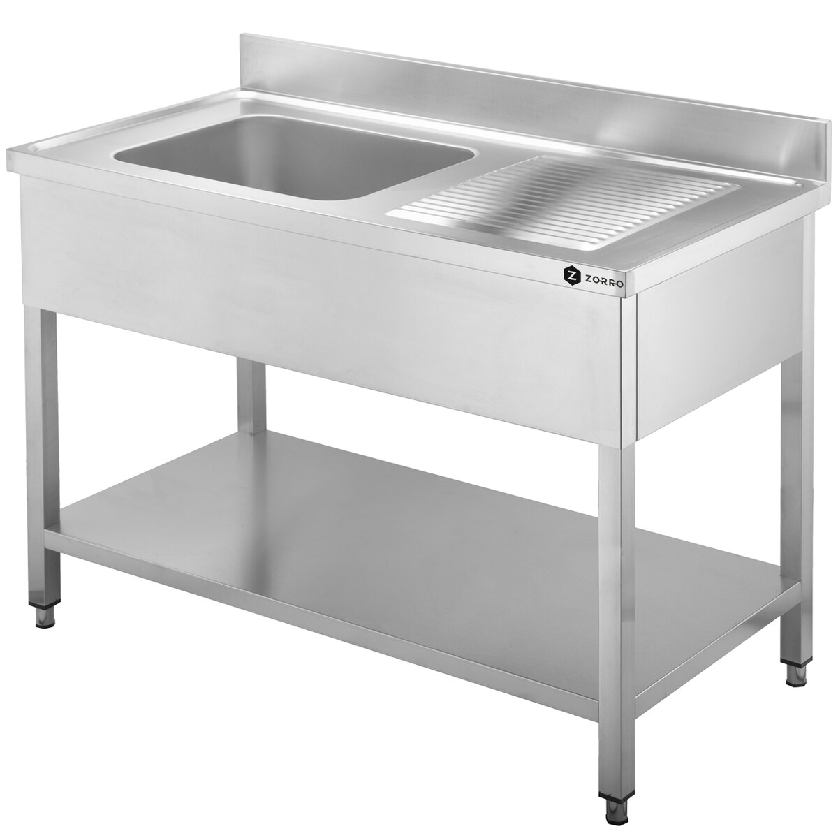 ZORRO Spültisch ZST 120/60/L | Edelstahl Spülschrank 1200x600x950 mm –|Becken links, Abtropffläche rechts | Für Gastronomie, Küche & Imbiss