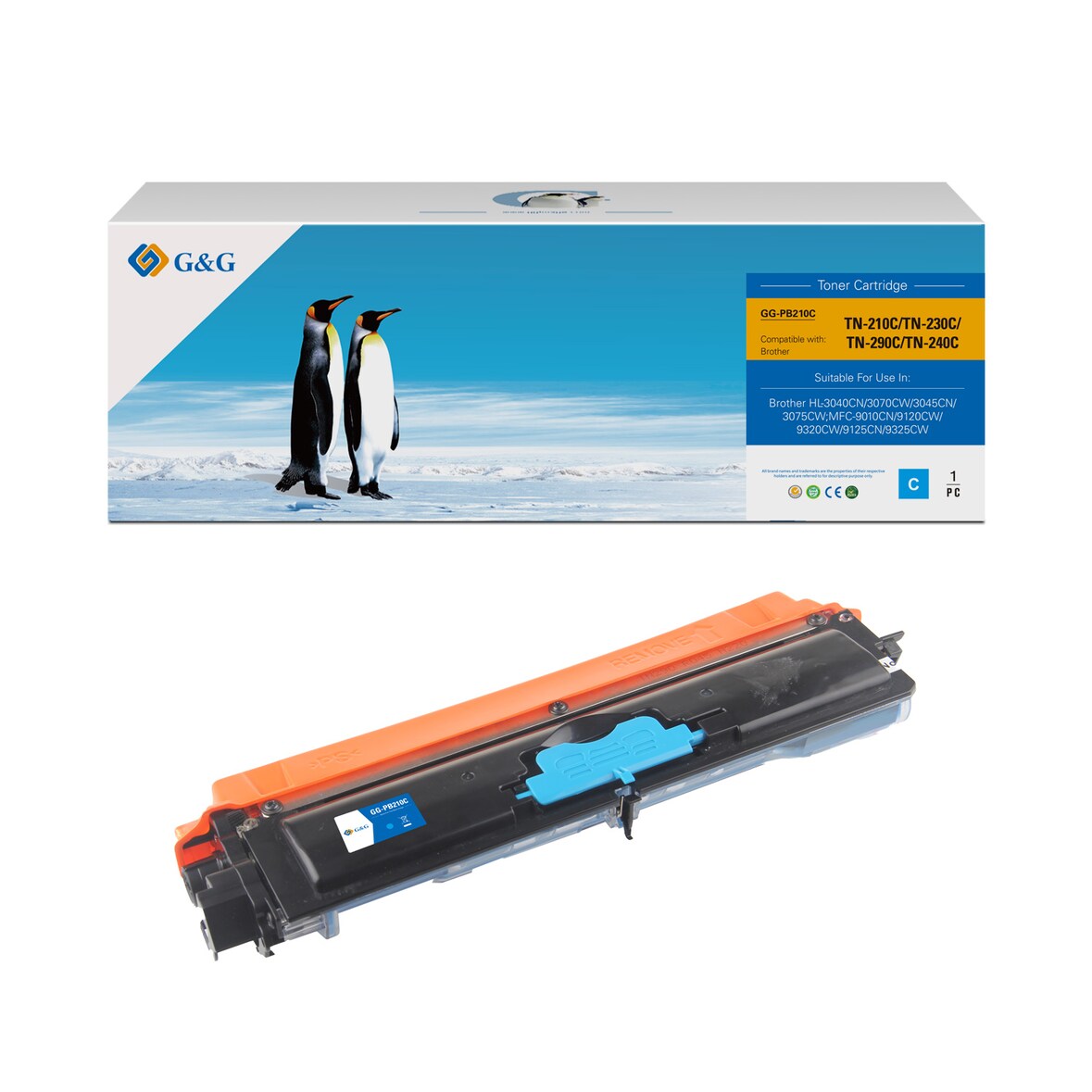G&G TN230 Toner Compatibel met Brother TN-230 Tonercartridge cyaan 1 stuk(s) Huismerk