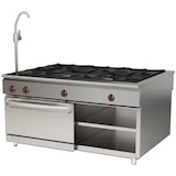 thumbnail of EURAST - Cocina central 6 fuegos 1 horno pasante y 2 estantes, a gas - 1470x1050x900 mm - 39,5 Kw - 40121410