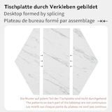 thumbnail of Esstisch sechseckig Weiß+Gold 116x100x75 cm Marmoroptik MDF Tischplatte mit geometrischem Muster, Stahlgestell in Astform, modern