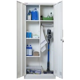 thumbnail of PROREGAL Putzmittelschrank RHINO Metall 2 Türen abschließbar Besenschrank schmal 170x70x30cm 5 Fächern & Kleiderstange Stahl Weiß Putzschrank