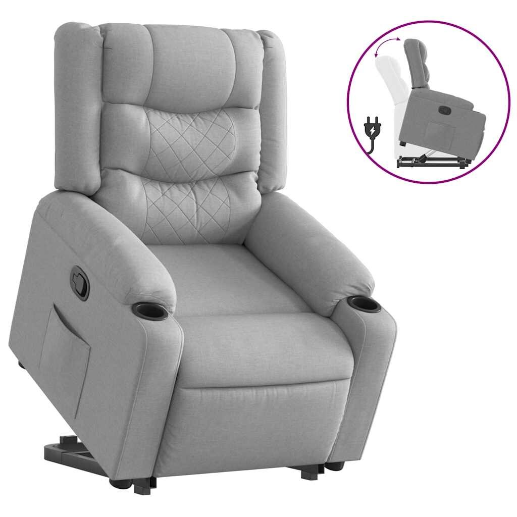 vidaXL Relaxsessel mit Aufstehhilfe Hellgrau Stoff