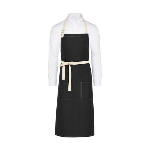 SANTORINI - Contrasted Bib Apron with Pocket: One Size / Black