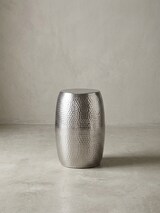 thumbnail of Beistelltisch 30x49,5x30cm Aluminium Silber Dekotisch orientalisch rund, Kleiner Hammerschlag Abstelltisch, Designer Ablagetisch Metall modern,