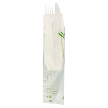 Garcia de Pou Set 3/1 Forchetta, Coletello, Tovagliolo  18 Cm Bianco Cpla (500 Unità)