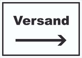 thumbnail of Versand Schild mit Text und Richtungspfeil rechts Lieferung shipping waagerecht A3 Rückseite selbstklebend