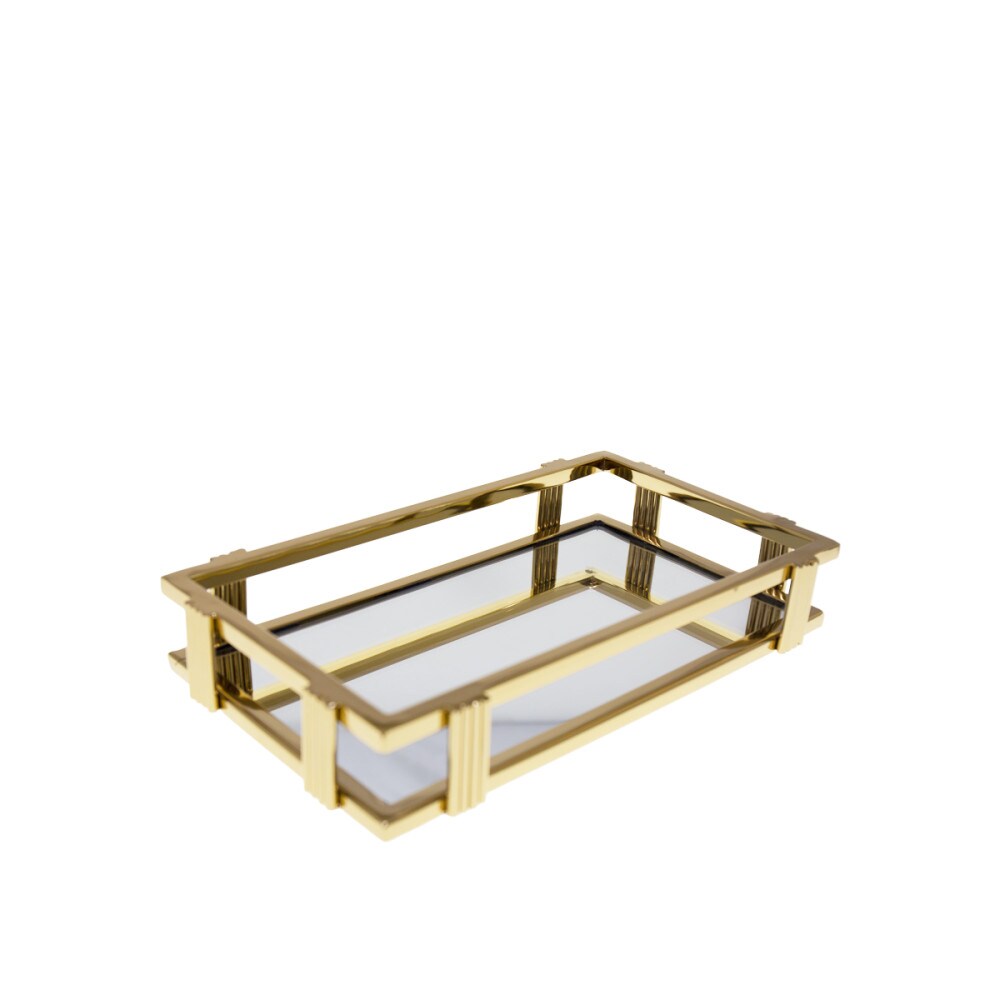 Plateau miroir rectangulaire doré  31x18x5cm