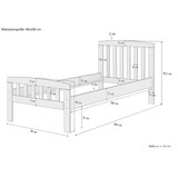 thumbnail of Klassisches Kieferbett weiß, 90x200 cm, Einzelbett, Zubehör wählbar V-60.57-09W Rollrost inkl.