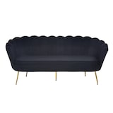 thumbnail of SalesFever Muschel-Sofa | 3-Sitzer | Bezug Samt-Stoff schwarz | Gestell Metall goldfarben | B 180 x T 76 x H 78 cm