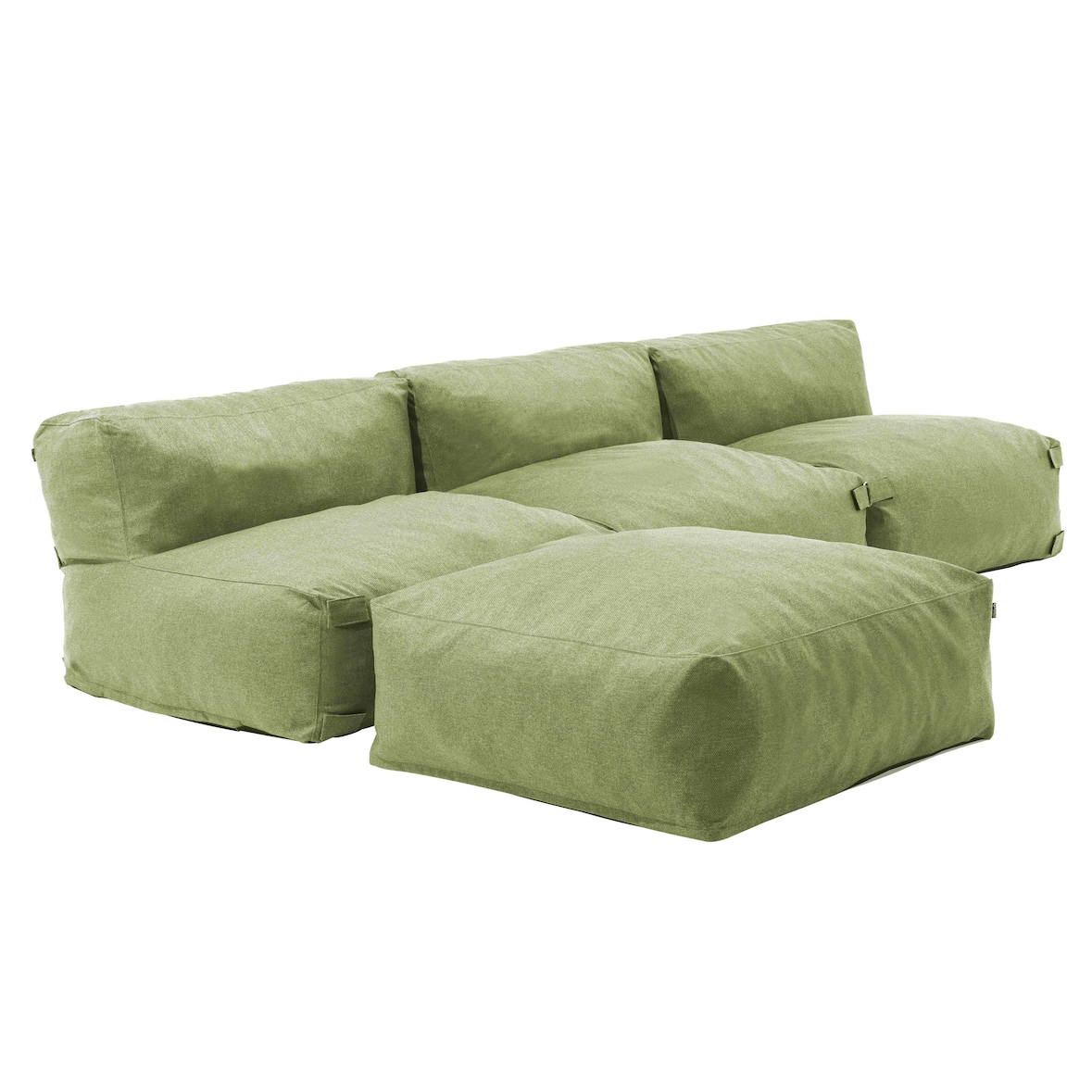 Salon d'angle fixe modulable 4 places vert cactus - Oviala