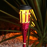 thumbnail of LED Solar Gartenfackel Bambus simulierter Flammeneffekt pink Solarfackel Garten
