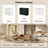 thumbnail of Sideboard Schwarz 84x107x40 cm mit 3 Türen und 1 Schublade, verstellbaren Einlegeböden, Metallgriffen, modernes skandinavisches Design
