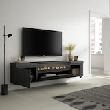 thumbnail of TV-Meubel, Lowboard, Woonkamer, Eetkamer, 200x35x45cm, Voor tv's tot 80", Elektrische haard, Hangend, Moderne stijl, Zwart _ 48_23