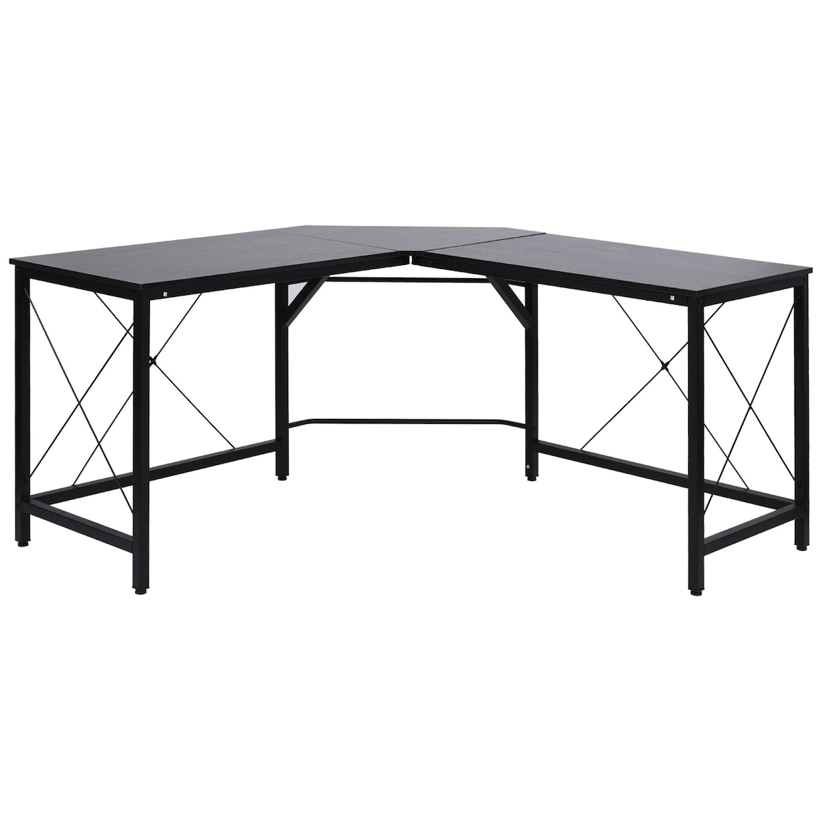 Escritorio en forma de L escritorio esquinero moderno con marco de acero carga 70 kg para oficina hogar estudio 150x150x76 cm negro