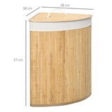 thumbnail of Wäschekorb Ecke Bambus 38x38x57 cm Naturholz mit Deckel 55 L herausnehmbarem Innenbeutel platzsparend luftig und elegant für Bad und Waschküche