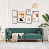 thumbnail of Canapé Chesterfield avec traversins 3 places vert foncé velours Modèle Dervélia