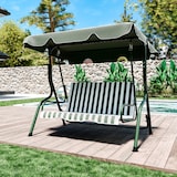 thumbnail of Dondolo 3 Posti Algarve Con Tettuccio Parasole Regolabile Cuscini Imbottiti Struttura Robusta In Acciaio Da Giardino 170 x 110 x 153 cm Verde Bianco