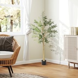 thumbnail of HOMCOM olivo artificial 150 cm planta artificial decorativa grande árbol artificial de interior con 32 aceitunas decoración para hogar oficina verde