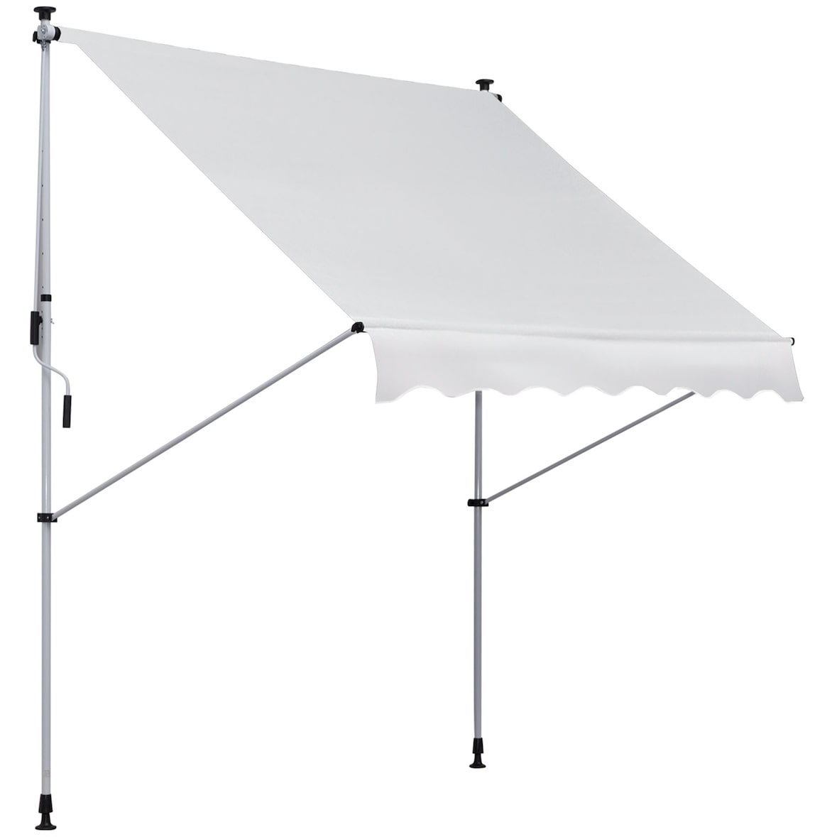 Toldo Manual Retráctil 200x150x170-280cm con Manivela para Terraza Balcón Blanco
