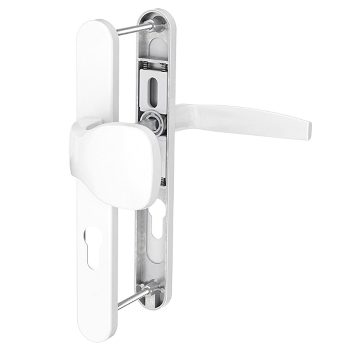 Türbeschlag Schmalrahmengarnitur Weiß PZ Lochung 92mm Knopf/Drücker TS 87-102mm