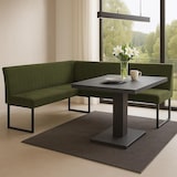 thumbnail of Eckbank HWC-O82, Esszimmerbank Bank, Öko-Tex (310g/m²) Chenille Stoff/Textil Metall 159x210cm ~ grün