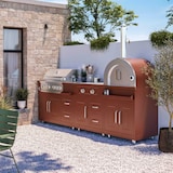 thumbnail of Oviala Cuisine d'extérieur 3 éléments de cuisson en acier 96 x 273 x 66 cm brique