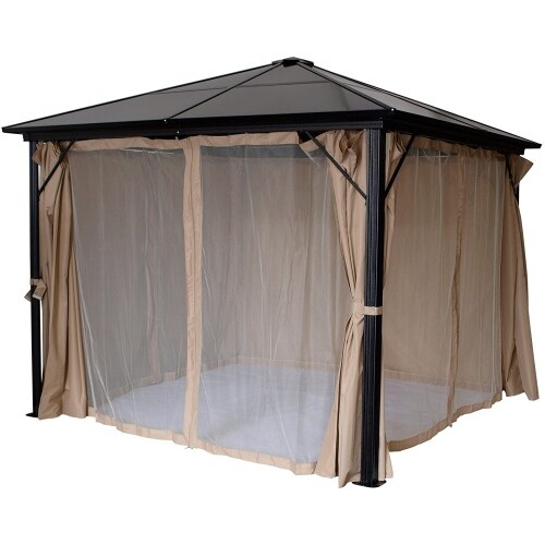 XXL Luxus Pavillon 3x4 m Alu Gartenpavillon Gartenzelt Hardtop inkl. Seitenteile