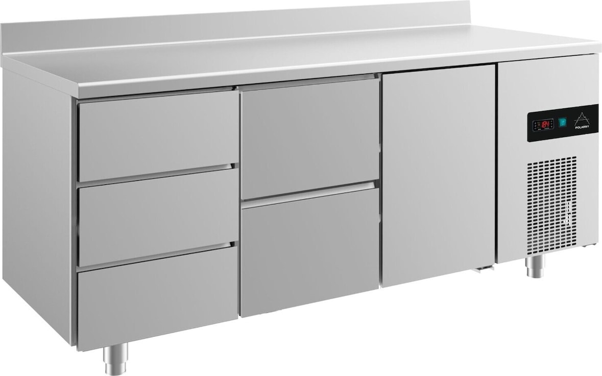 Gastro Kühltisch 1 Tür rechts 2/3 Schubladen mittig&links Umluftkühlung Aufkantung,1865x700x850mm -2/+8°C 474L