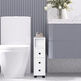 thumbnail of kleankin Armario de Baño Mueble Auxiliar para Baño Espacio Reducido con Ruedas Estantes Abiertos Armario Cajón 18x30x68,5 cm Blanco