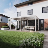 thumbnail of Weide Classic | Pergola Aluminium freistehend | 3 x 5,3 M | Lamellendach Ivory Sand