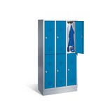 thumbnail of C+P Spind doppelstöckig Classic mit Sockel | 6 Abteile | HxBxT 180x30x50cm | Lichtgrau/Lichtblau von PROREGAL