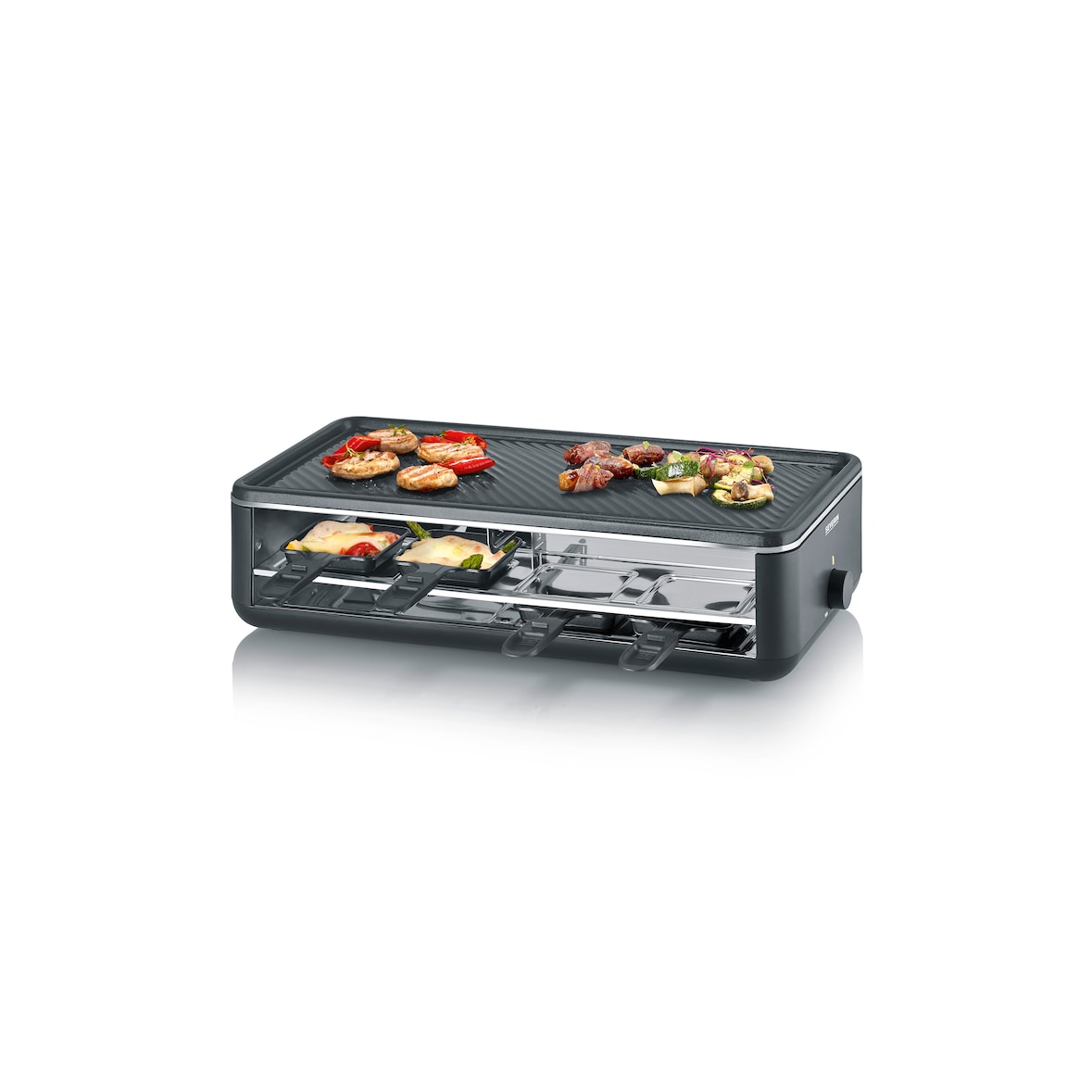 SEVERIN RG 2365 Black Line Lite Raclette-Grill mit Grillplatte